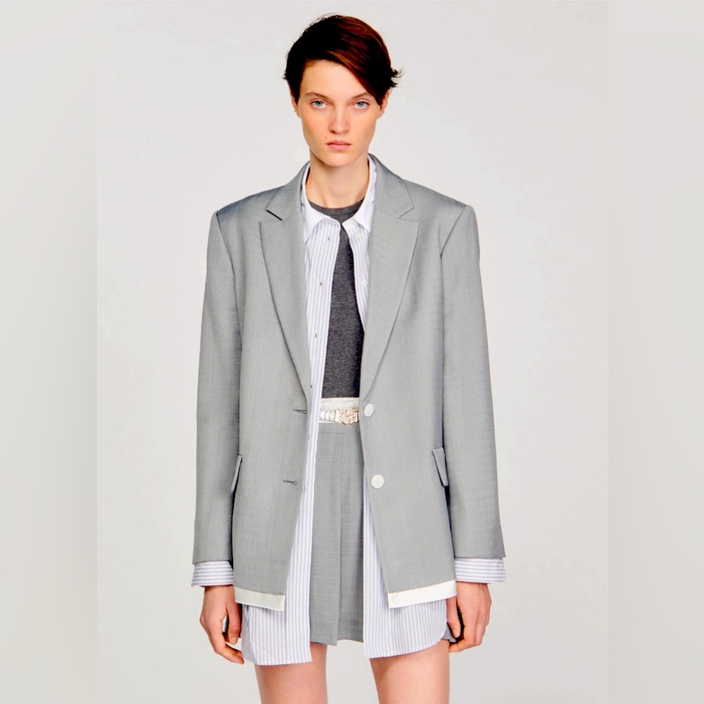 Sandro satin effect suit jacket, NWT, size FR 36 / US 4